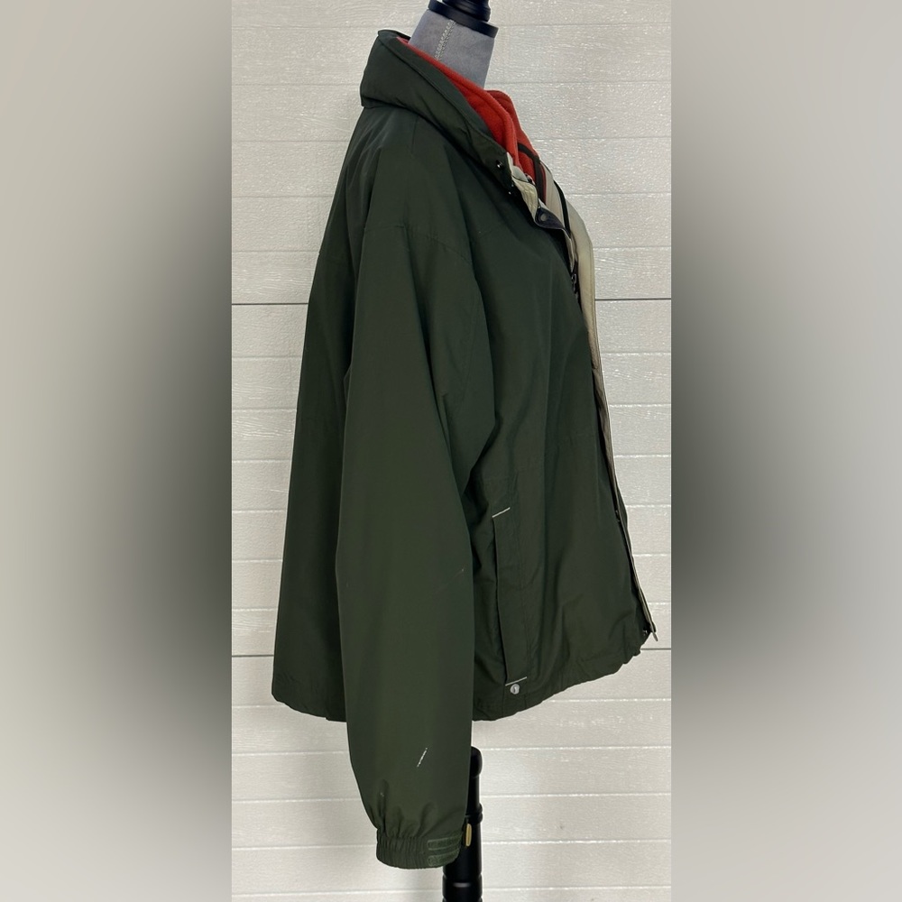 L L Bean Olive Green detachable fleece lined Men’s jacket 0BCY9 Sz 2XL - Picture 4 of 14